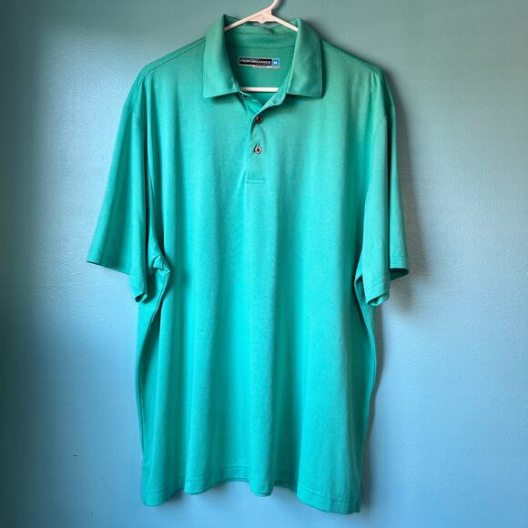 Roundtree & Yorke Men's Performance Polo Shirt Size XL Green Stretch - Picture 2 of 5